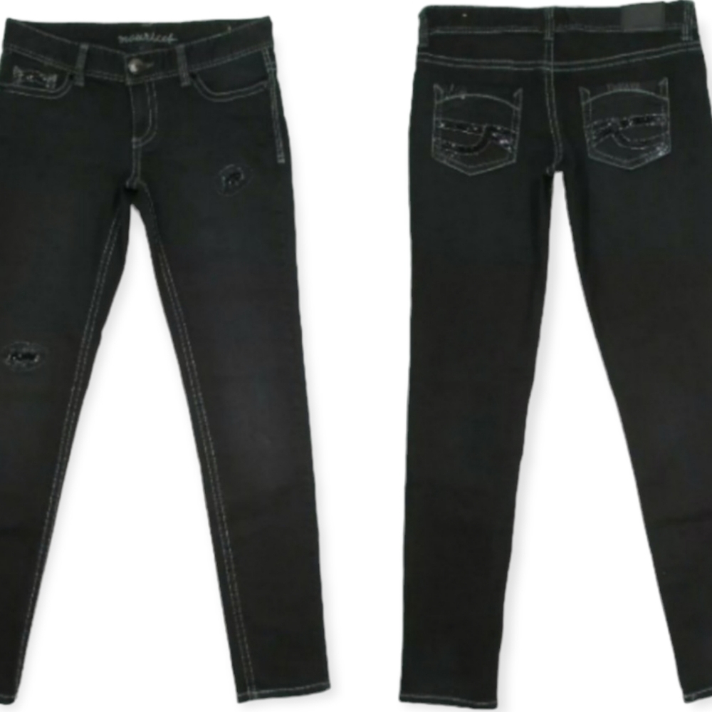 Maurices Black Embelished Skinny Jeans Distressed